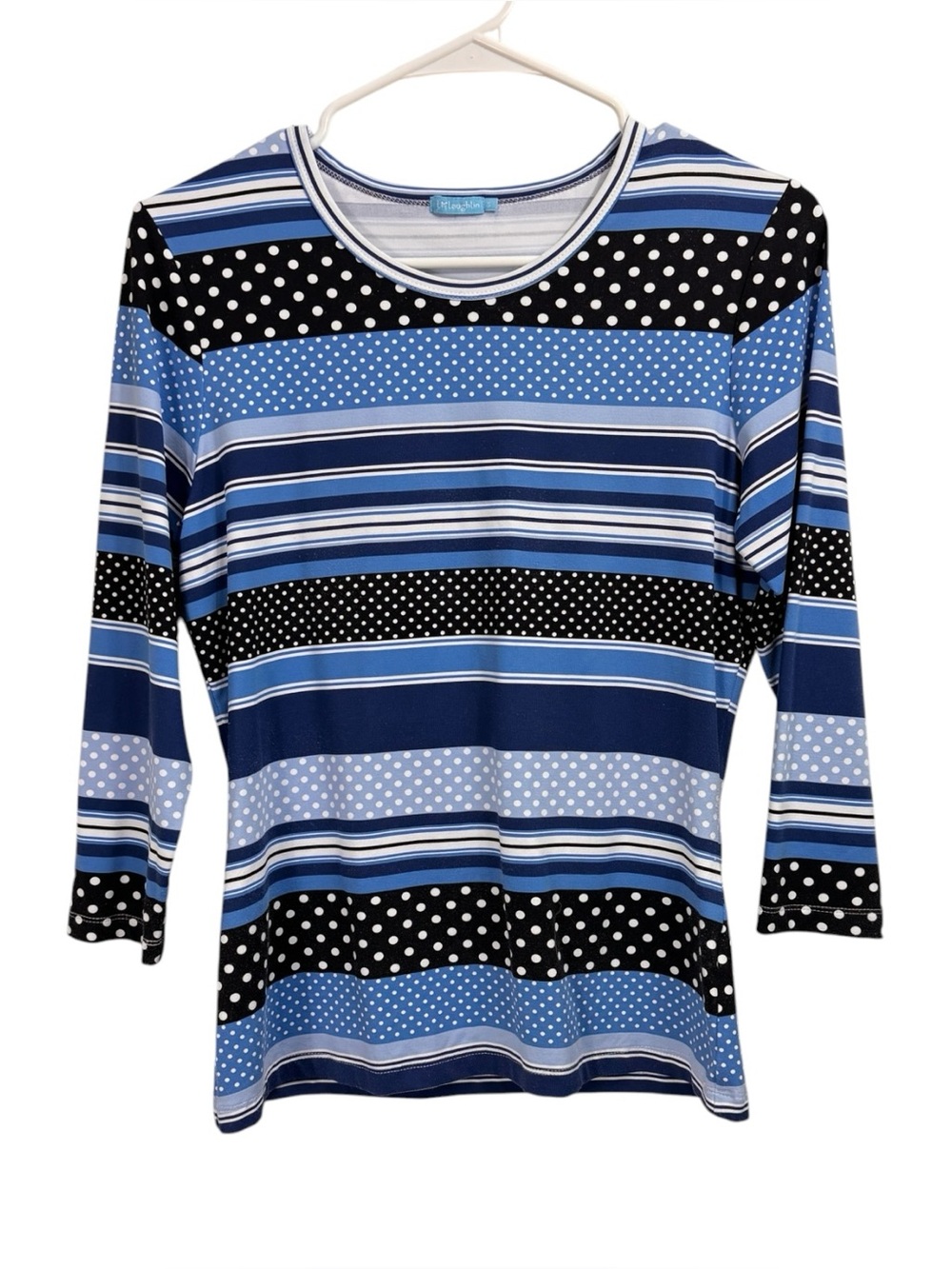 J. McLaughlin Catalina Cloth Top Size Small Blue Resort Coastal Stretch Knit